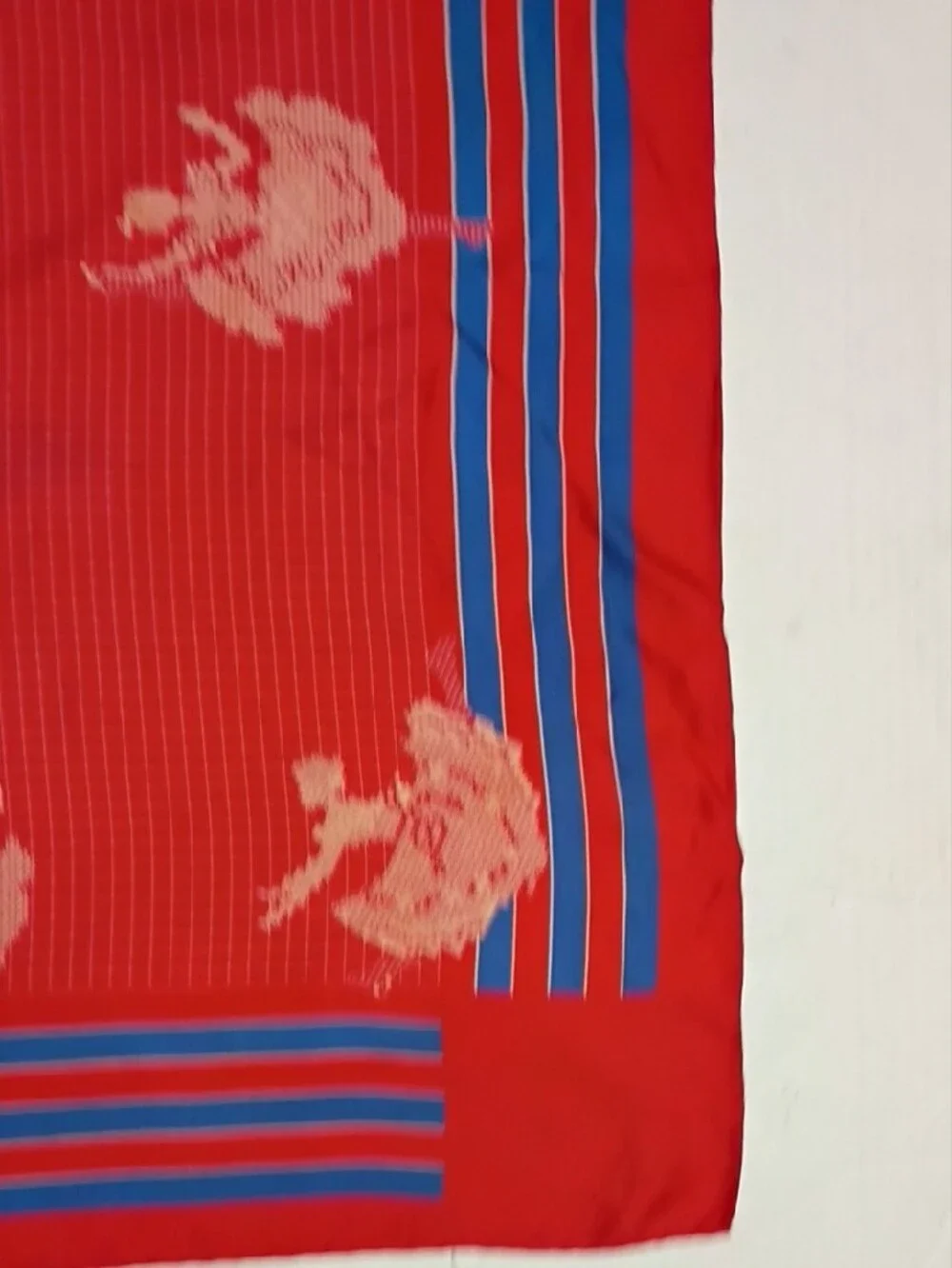 ❤️VTG LIBERTY OF LONDON ALL SILK Ballet Theme Red White Blue Scarf